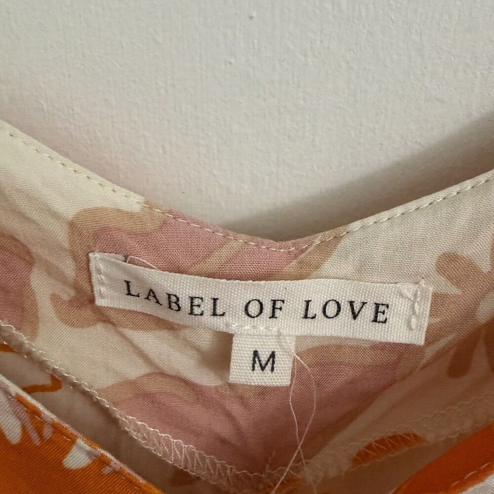 Label Of Love Dress Medium Orange Sweetheart Neck Strap Midi Sundress Resortwear - Picture 2 of 8